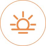 Minimalist sunrise illustration in a circle