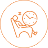 Sleeping person with time icon
