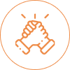 Partnership symbol with clasped hands