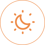 Day and night symbol inside circle.