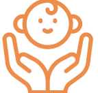Child in protective hands illustration