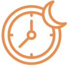 Clock with crescent moon icon