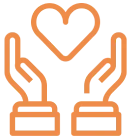 Hands holding a heart symbol